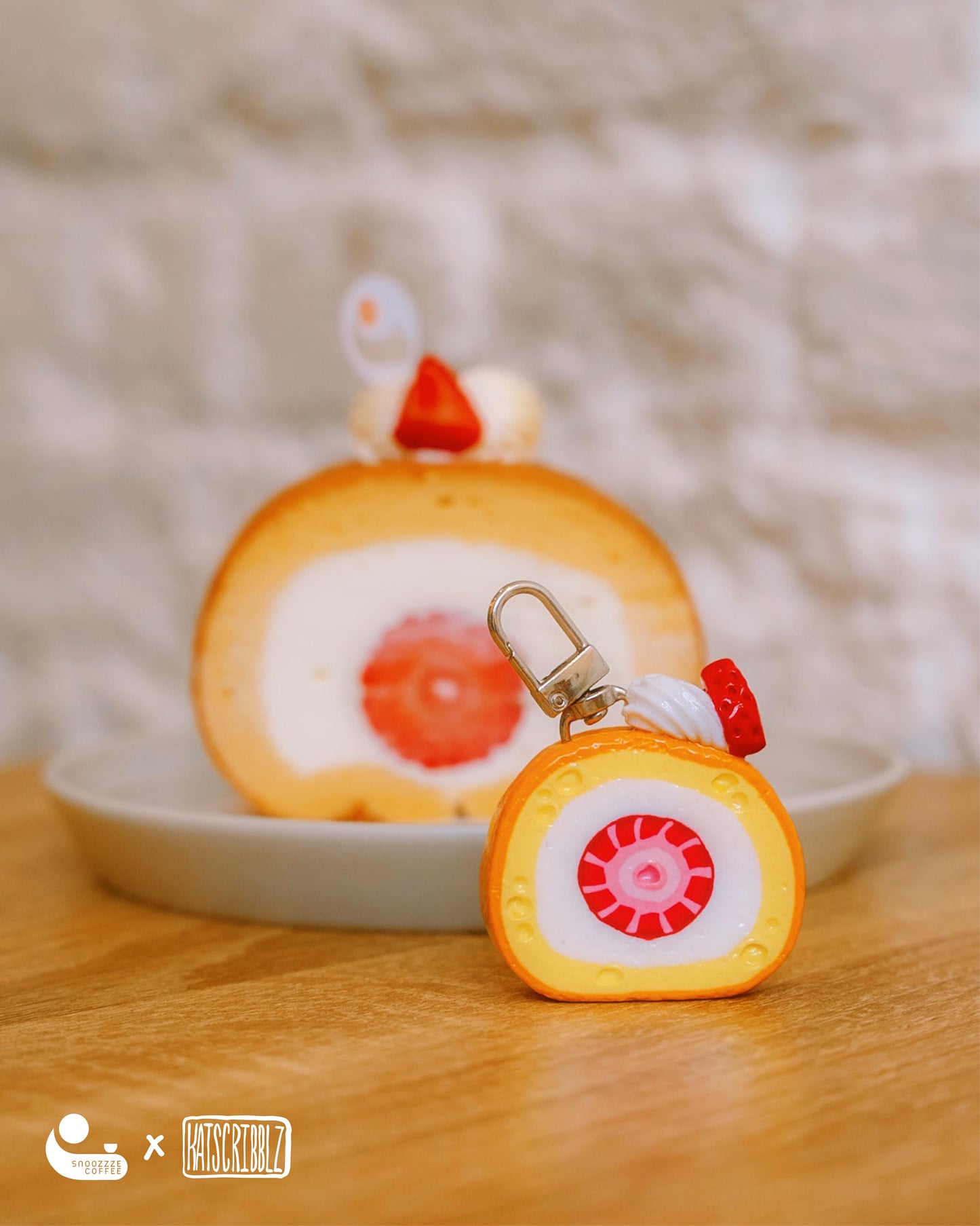 Strawberry Roll Cake Keyring – katscribblz's Collaboration