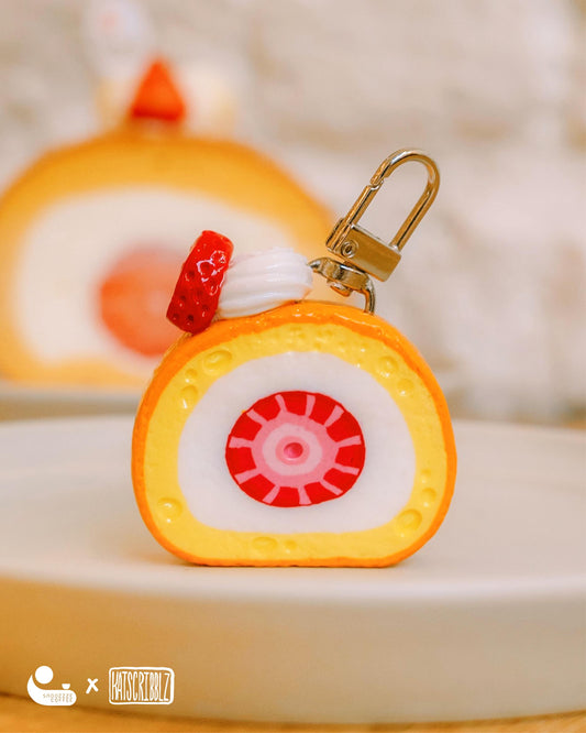 Strawberry Roll Cake Keyring – katscribblz's Collaboration